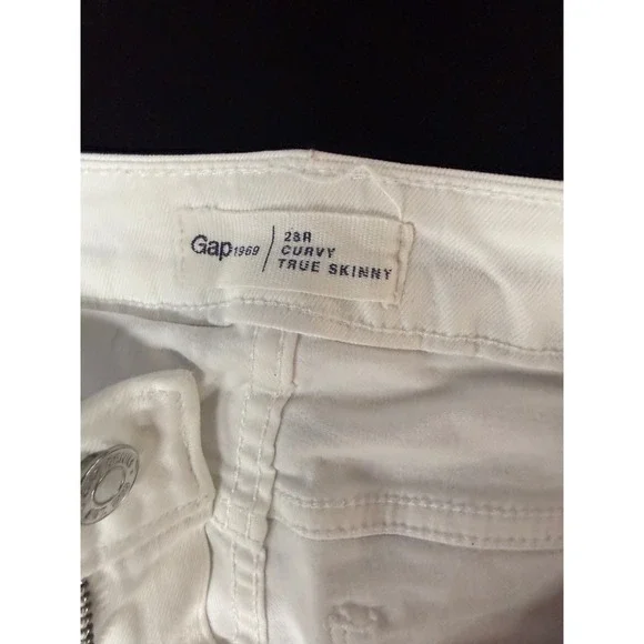 Gap 1969 Curvy True Skinny Jeans Womens 28R White Denim Pants 28 Regular - Picture 3 of 6